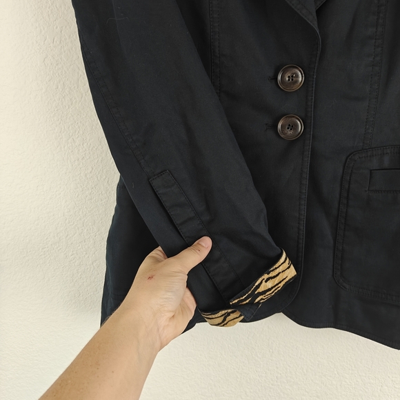 Escada Blazer Women's 36 Small Cotton Stretch Animal Print Cuffs 2 Button Jacket - Picture 7 of 15